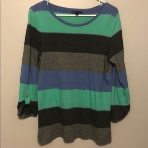 Extremely cozy long sleeve color block shirt